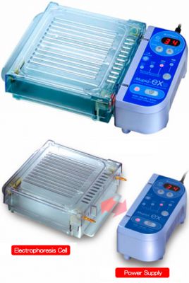 Электрофорезная горизонтальная камера Mupid-EXu, 13х5,95 и 13х12,2 см, 13 и 26 лунок, 9 и 4,5 мм, источник питания, заливочный столик, Япония