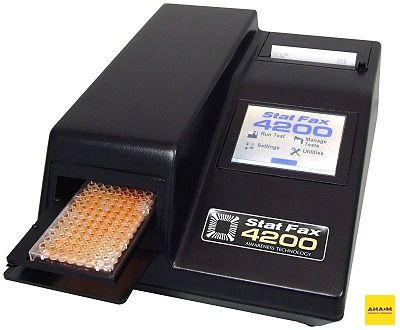 ИФА-фотометр, 405, 450, 492, 630 нм, планшеты и стрипы, полуавтоматический, Stat Fax 4200, Awareness Technology
