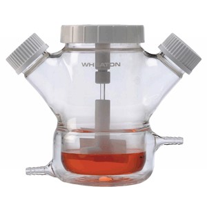 Биореактор, для клеток, стекло, 250 мл, 3 порта, диаметр центрального/бокового отверстия – 51/33 мм, водяная рубашка, Celstir, Jacketed, Complete, 1 шт., DWK (Duran, Wheaton, Kimble)