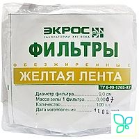 Фильтры беззольные, круглые, желтая лента, d 150 мм, 75±3 г/м², 16 с, 100 листов, Экохим