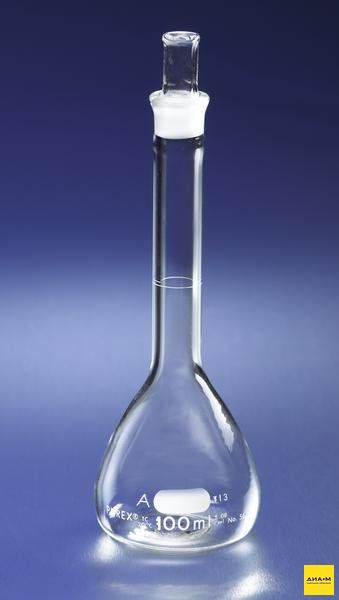 Колба мерная, 100 мл, d 60 мм, крышка 13, 6 шт./уп., 12 шт./кор., Pyrex (Corning)
