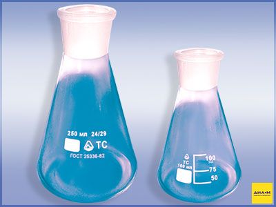 Колба коническая КН-1-1000-45/40, 1000 мл, диаметр 131 мм, высота 215 мм, шлиф 45/40, Россия