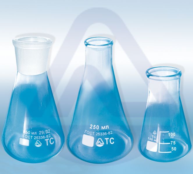 Колба коническая Кн-2-50-22, 50 мл, диаметр 51 мм, высота 85 мм, d горла 22 мм, Россия