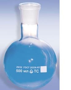 Колба круглодонная, 100 мл, диаметр 64 мм, шлиф 14/23, 1 шт, Россия