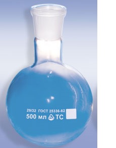 Колба круглодонная, 25 мл, диаметр 42 мм, шлиф 14/23, 1 шт, Россия