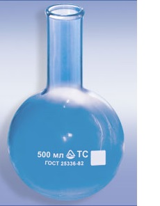 Колба круглодонная, 250 мл, цилиндр. горловина 34 мм, 1 шт, Россия