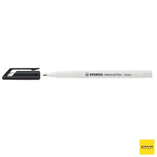 Маркер перманентный по стеклу и пластмассе, 0,7 мм, черный, Universal-Pen permanent, Stabilo