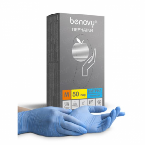 Перчатки BENOVY Nitrile PC, голубой, 50 пар. BENOVY
