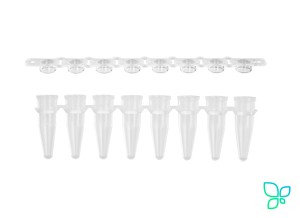 Пробирки для ПЦР в стрипах, 0.2 мл, 1×8, с выпуклыми крышками, бесцветные, полипропилен, 125 шт/уп., Axygen