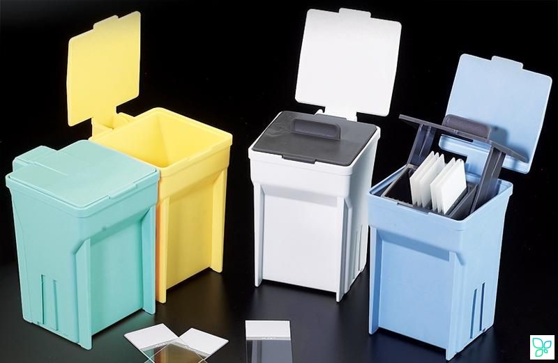 Кювета для окрашивания и проводки, на 12 стекол, голубая, РОМ, Deltalab